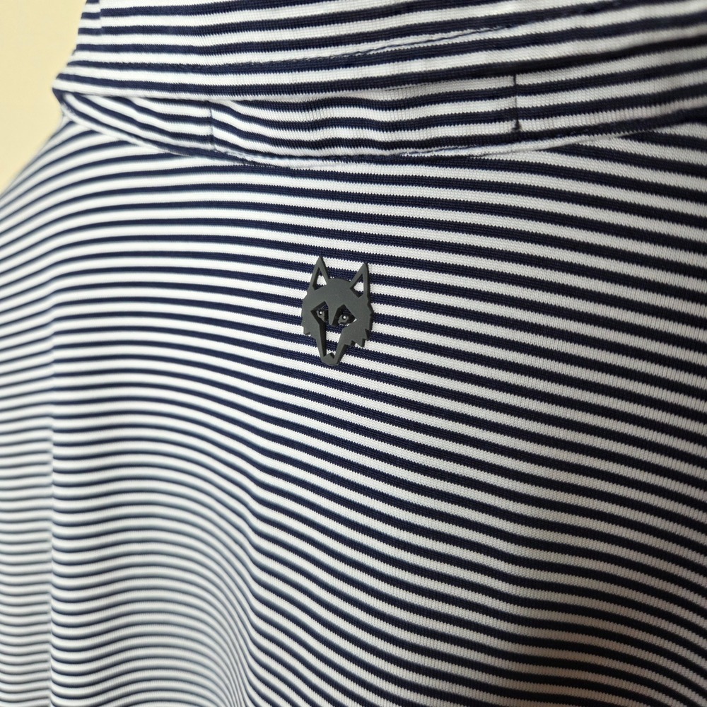 Greyson Mens XL Striped Performance Golf Polo Shirt Navy White Short Sleeve - Picture 5 of 7